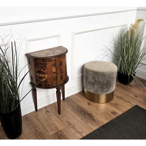 Wood Art Deco Italian Demilune Night Stand in Marquetry Inlay Burl Wood, 1940s For Sale - Image 7 of 10