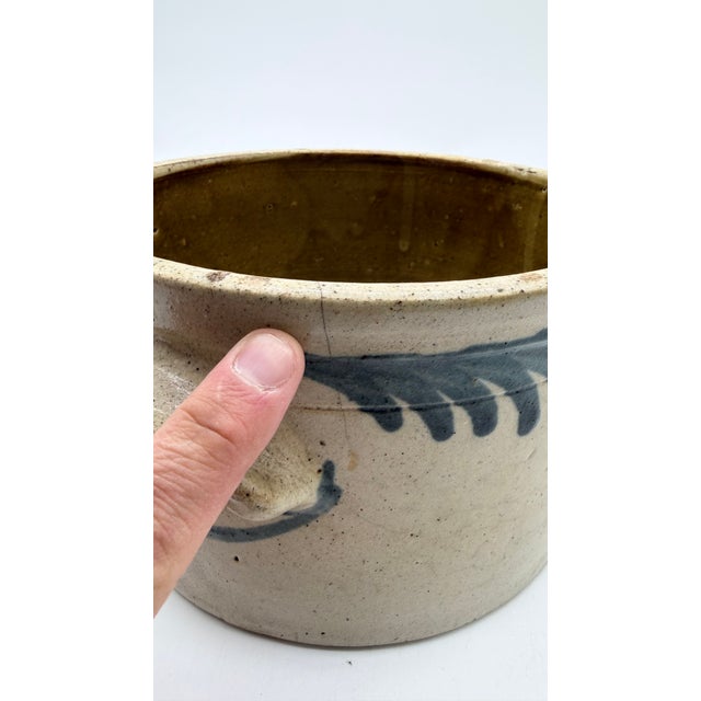 A Very Fine and Rare Philadelphia Bristol Glazed Stoneware Cake Crock With Lid by Thomas Haig Jr, Circa 1870’s For Sale - Image 14 of 18