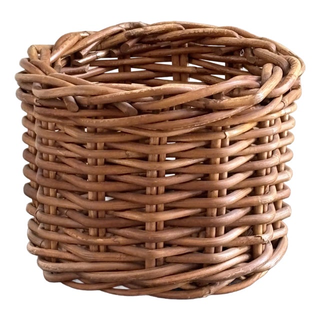 Late-20th Century Natural Wicker Planter Basket For Sale