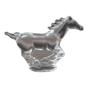 Mid 20th Century Steuben Crystal Signed Peter Drobny Full Gallop Horse Glass Figurine Sculpture