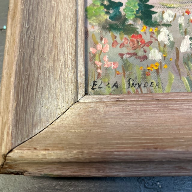 1970’s Original Wildflowers & Mountains Folk Art Landscape Painting For Sale - Image 4 of 6