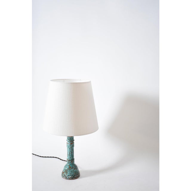 Turquoise and Brown Table Lamps, Set of 2 For Sale - Image 4 of 5