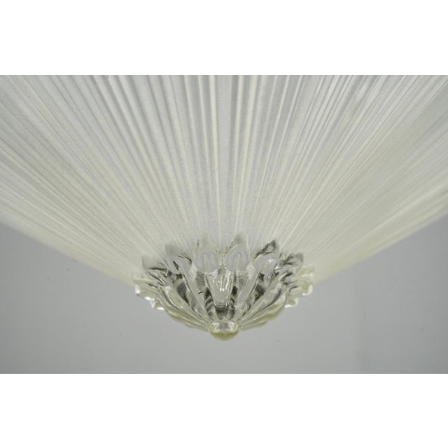 Metal Mid 20th Century Art Deco Starburst Glass Chrome Semi Flush Mount Light For Sale - Image 7 of 10
