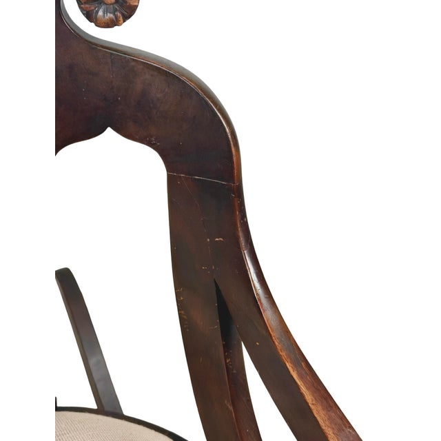 Antique American Carved Wood Rocking Chair With Needlepoint Seat For Sale - Image 10 of 18