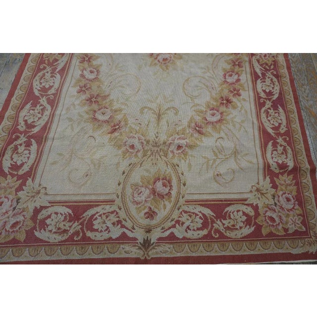 Special Tan Beige Color With Great Geometric Design Vintage Needlepoint Rug For Sale In New York - Image 6 of 15
