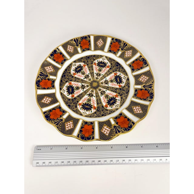 1980s Royal Crown Derby Old Imari 1128 Fluted Dessert Plate For Sale - Image 11 of 11