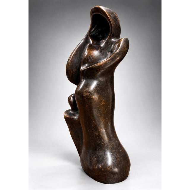 1950s Attribute to Henry Moore Upright Internal External Form Bronze Sculpture For Sale - Image 9 of 10