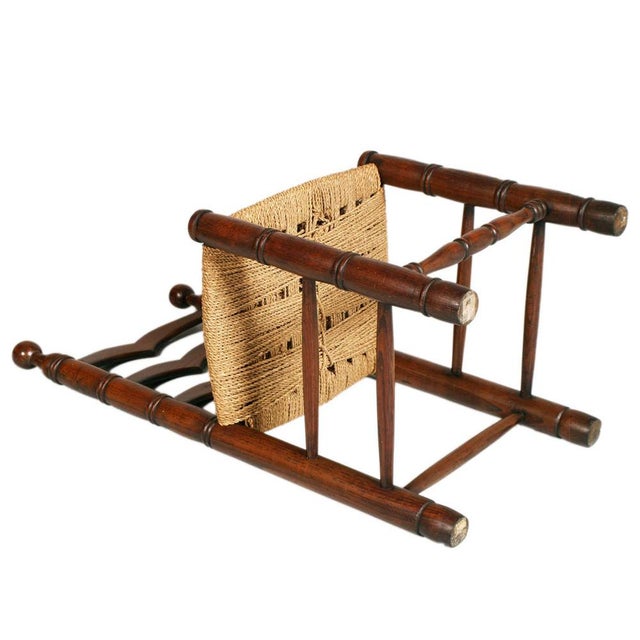 Beige Set of Hemp Rope and Oak Chairs attributed to Charles Dudouyt, 1940s For Sale - Image 8 of 9