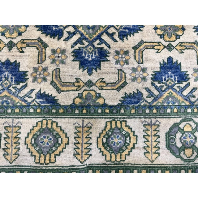 Art Deco Cream and Blue Chobi Wool Rug, 3'10" X 5'4" For Sale - Image 3 of 13