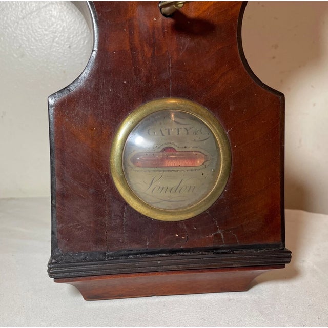 Large Antique 19th Century A. Gatty Mahogany Banjo Barometer Weather Instrument For Sale - Image 9 of 17