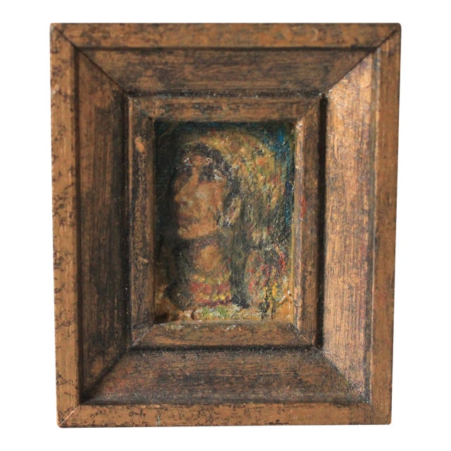 Vintage Framed Miniature Portrait Painting For Sale