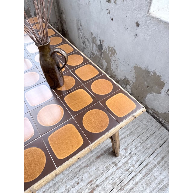 Rattan Ceramic Table, 1950s For Sale - Image 10 of 18