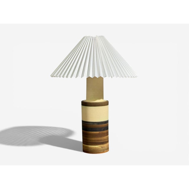 Mid-Century Modern Eriksen Keramik, Large Table Lamp, Beige Stoneware, Denmark, 1970s For Sale - Image 3 of 11