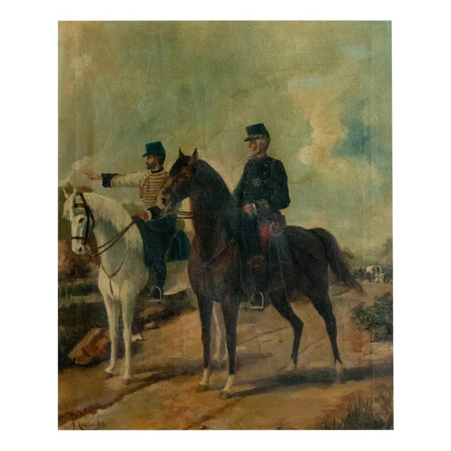J. Cusachs, Military Officers on Horseback, 1890s-1910s, Oil on Canvas For Sale