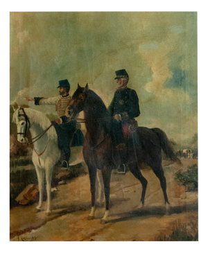 J. Cusachs, Military Officers on Horseback, 1890s-1910s, Oil on Canvas