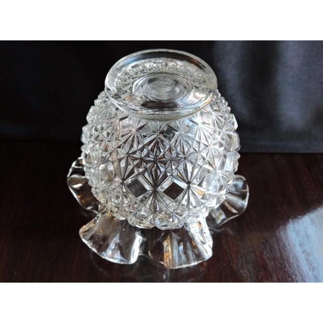 Glass Vintage 1950's Fenton Art Glass Co. Cut Block Crimped Small Vase For Sale - Image 7 of 10