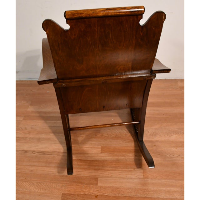 Brown 1900s Antique Mission Arts & Crafts Tiger Oak Wood Rocking Chair For Sale - Image 8 of 10