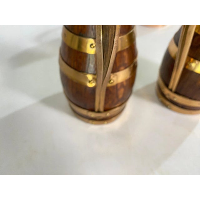 Oak and Brass Barrel Form Pitchers from Gerard Lafitte, France, 1933, Set of 3 For Sale - Image 4 of 13