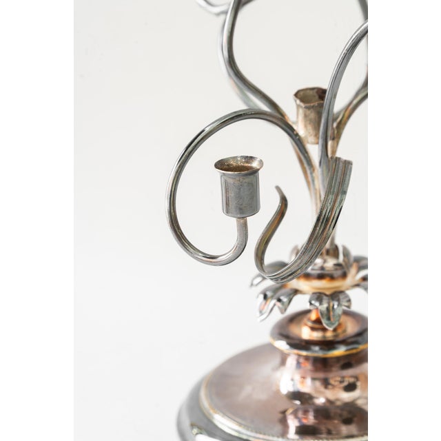 Jugendstil Silvered Brass Candleholder for 3 Candles, Vienna, Austria, 1908 For Sale - Image 10 of 15