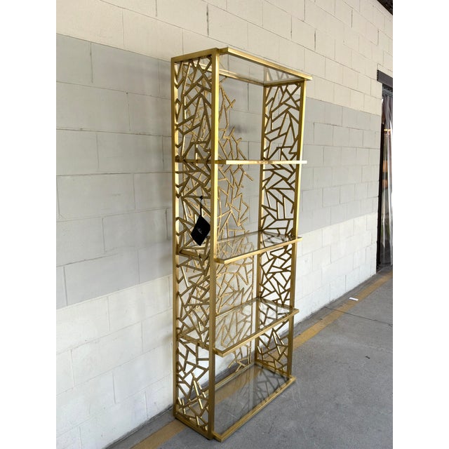 Stylish Baker Luxe Collection Infinite Etagere. Gold hand textured organic/geometric design. Original Retail $9747....