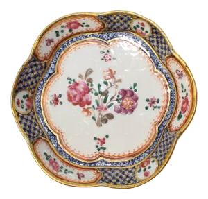 Antique Famille Rose Chinese Export Porcelain Bowl or Dish