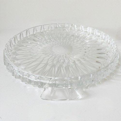 Vintage Crystal Glass Cake Plate Tray by Walther Glass, 1960s For Sale - Image 4 of 6