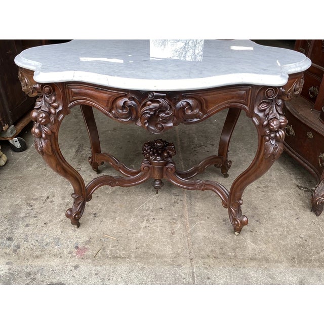 Late 19th Century J. H. Belter Carved Rosewood Marble Top Table For Sale - Image 11 of 11