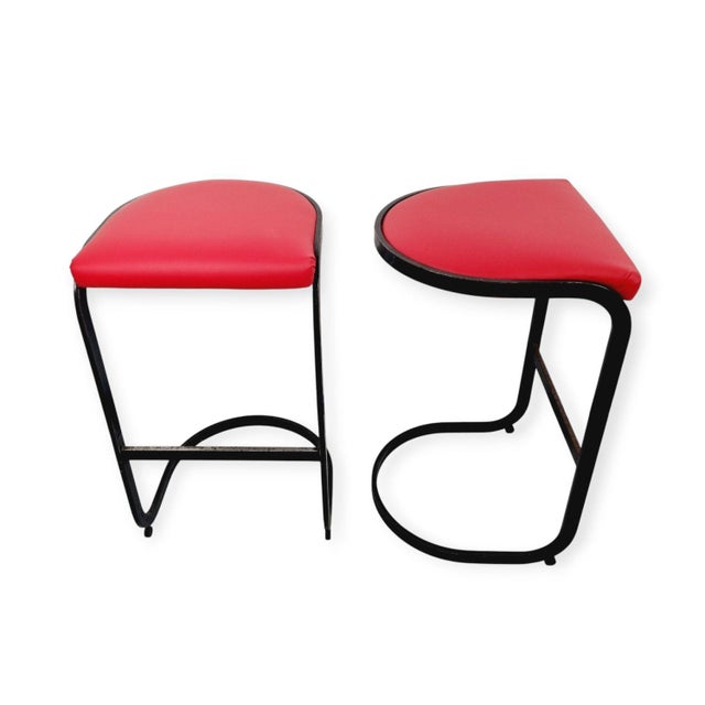 Mid-Century Modern American Bar Stools by Milo Baughman, 1970s, Set of 2 For Sale - Image 3 of 18