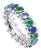 Diamond Emerald Sapphire Tsavorite Flexible Unique Eternity Band White Gold Ring, Size 5 For Sale