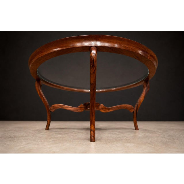 Circular Coffee Table in Caviúna Wood & Glass by Giuseppe Scapinelli, Brazil, 1950s For Sale - Image 18 of 18