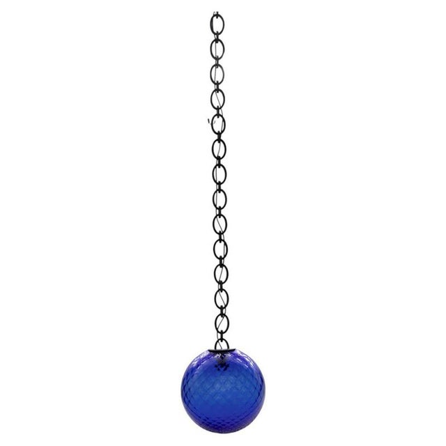 Cobalt Blue Glass Globe Brass Big Chain Empoli Pendant by Magic Circus Editions For Sale - Image 15 of 15