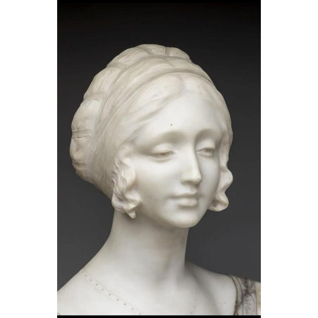 Italian School, Bust of a Woman, 19th-Century, Carrara Marble For Sale - Image 5 of 8