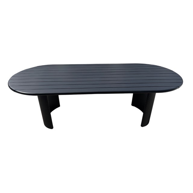 2020s Restoration Hardware Striata Aluminum Rectangular Dining Table – 96” in Iron Finish For Sale - Image 5 of 12