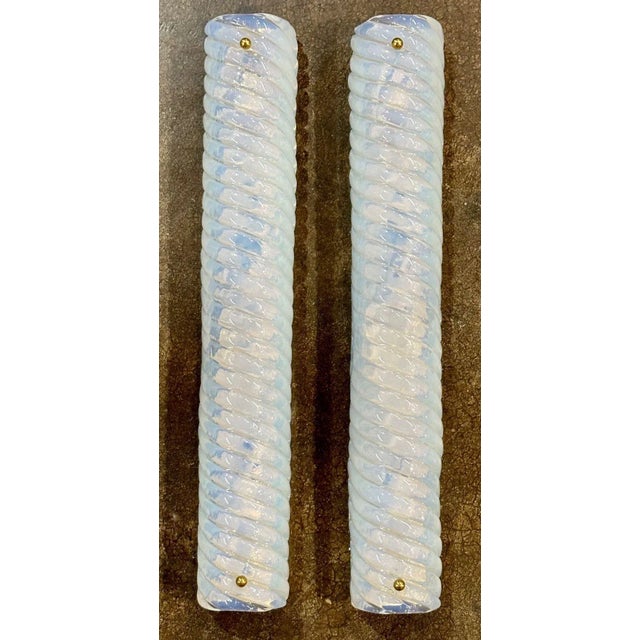 Glass Pair of Murano Opaline Wall Sconces For Sale - Image 7 of 7