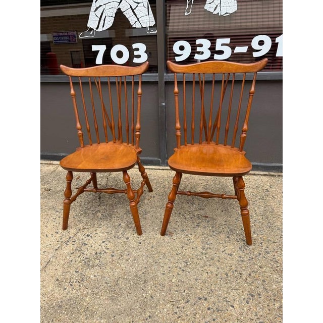 Set of 4 Vintage Windsor Style Spindle Back Dining Chairs For Sale - Image 13 of 15