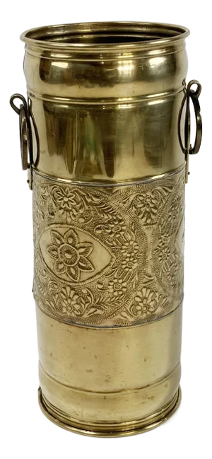 Vintage Brass Floral Motif Umbrella Stand