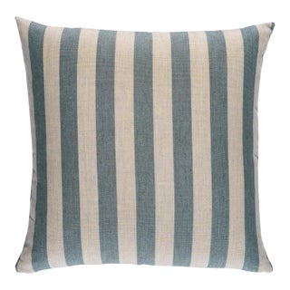 Schumacher Hanson I/O Stripe 18" Pillow In Teal For Sale