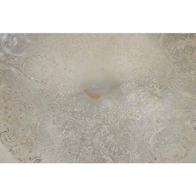 Metal Vintage Wm Rogers 767 Victorian Style Round Silver Plated Serving Platter Tray For Sale - Image 7 of 10