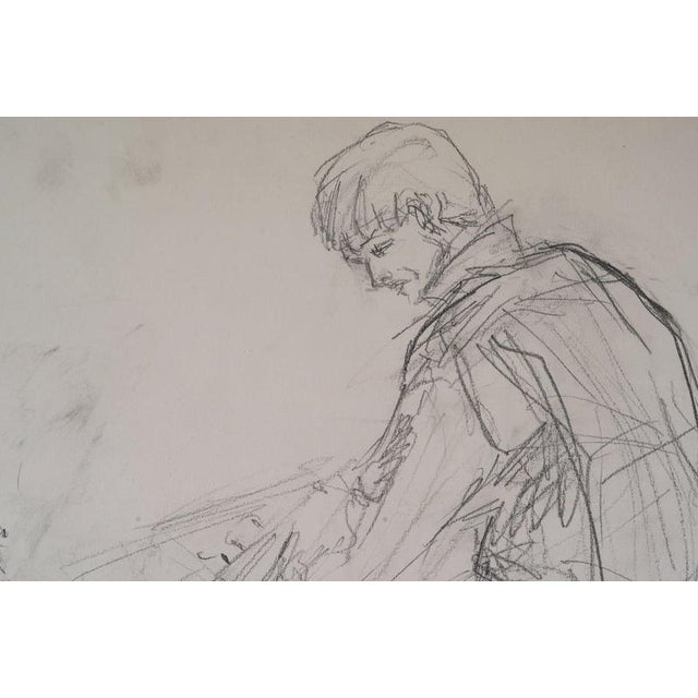 Evelyne Luez, Two Musicians, 20th Century, Pencil on Paper For Sale - Image 8 of 9