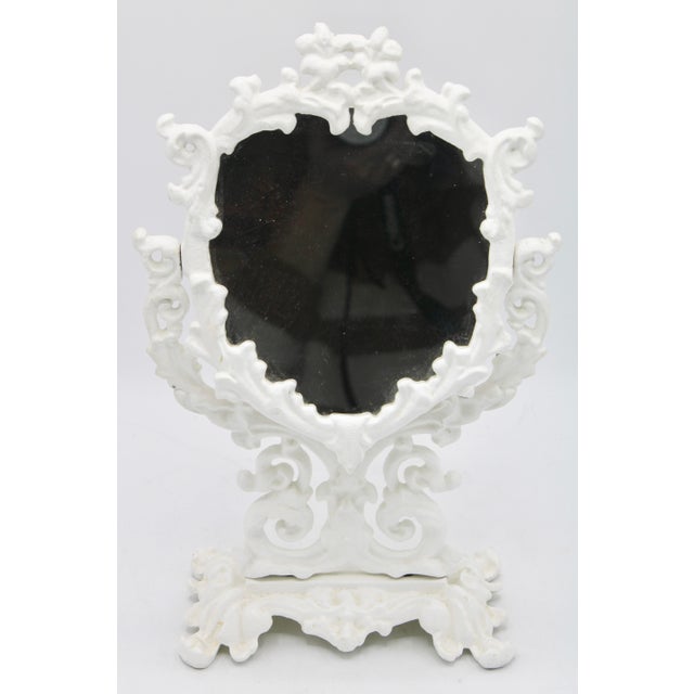 Antique White Cast Iron Dresser Mirror For Sale - Image 9 of 9