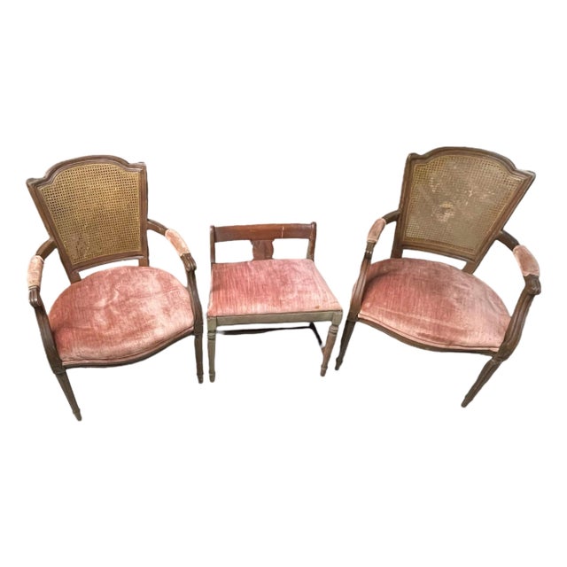 Set of Mid-20th Century Raton Chairs & Stool For Sale