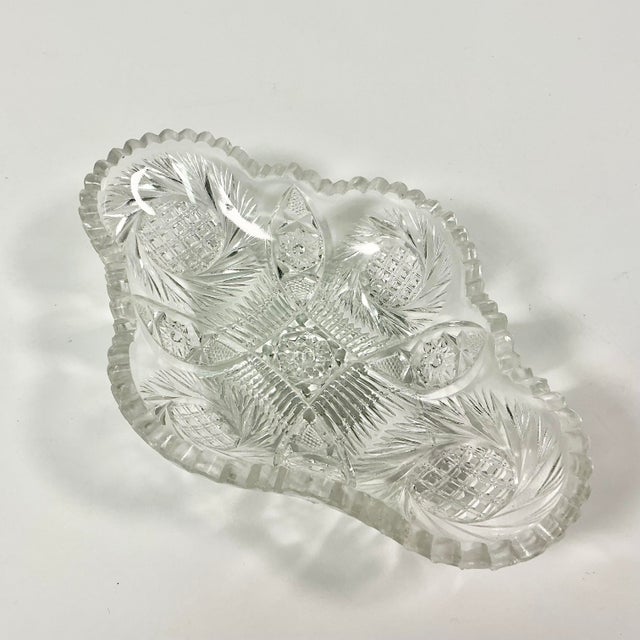Late 1800s Antique Boho Chic Hollywood Regency American Brilliant Cut Relish Serving Dish. For Sale - Image 4 of 10