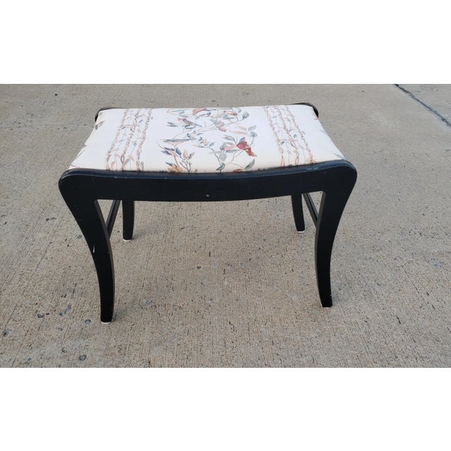 1970s Vintage Ebonized and Upholstered Saber Legs Bench For Sale In Washington DC - Image 6 of 10