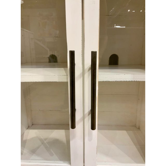 Organic Aged White Finished Wood and Glass Sideboard For Sale - Image 4 of 8