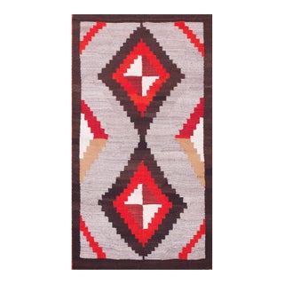 1930s Gray Diamond Tribal Antique N. American Navajo Rug 4 X 5'3" Handknotted Wool Carpet For Sale