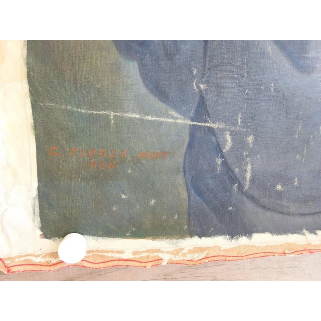 Vintage oil on linen painting of gentleman by Geneva Flores Hart Fell (1906 - 2008) Texas. Signed lower left corner dated...