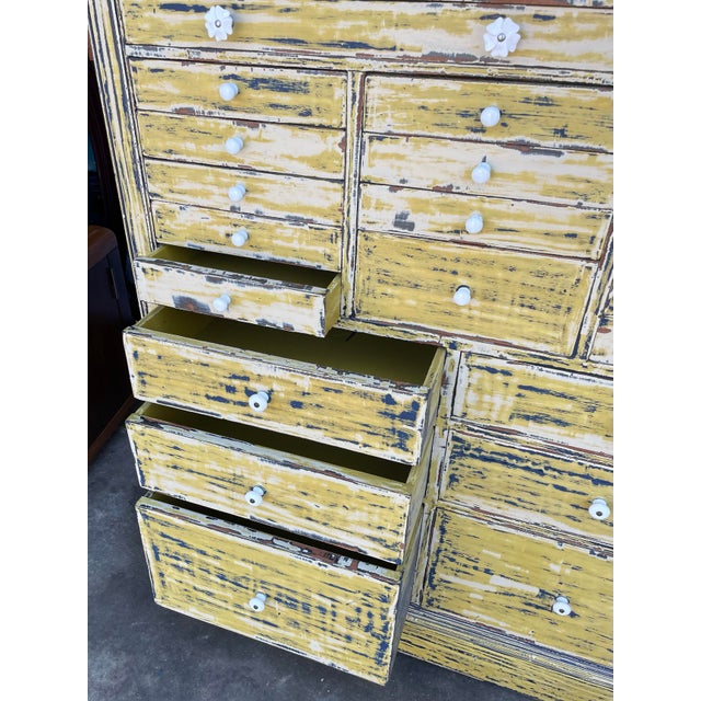 Antique Dry Scraped Painted Mahogany Apothecary Cabinet For Sale - Image 11 of 11