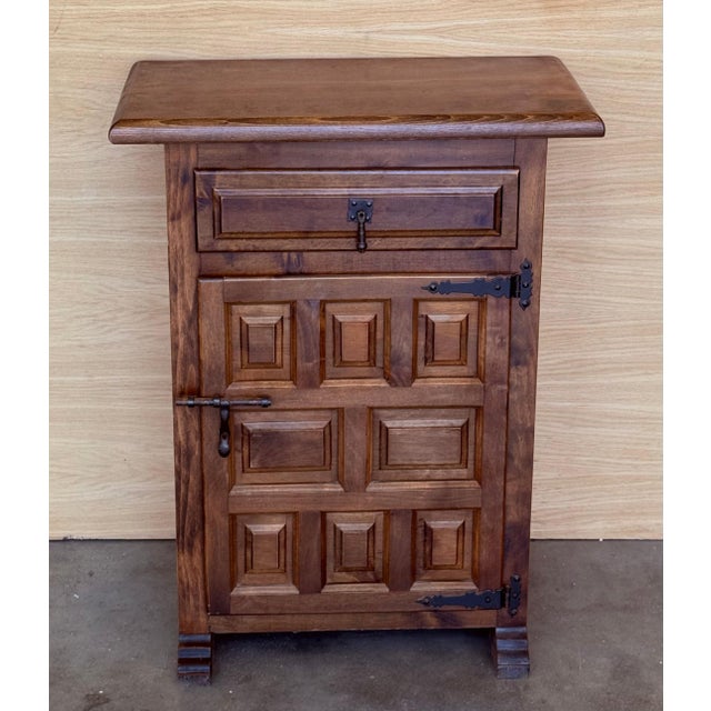 20th Spanish Nightstands with Drawer & Door, 1920, Set of 2 For Sale - Image 17 of 18