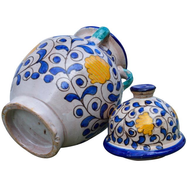 Mid 20th Century Mid 20th Century Blue & Orange Moroccan Vase For Sale - Image 5 of 10