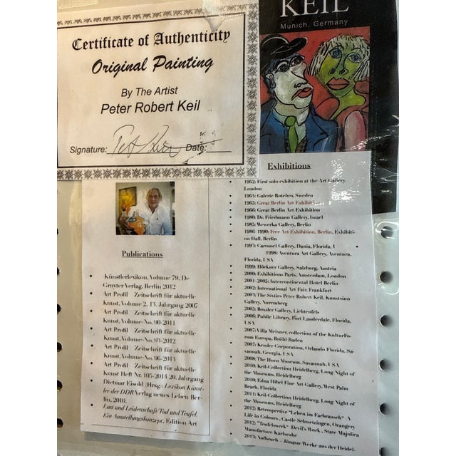 Paint 1970s Peter Keil Large Colorful Portrait Painting For Sale - Image 7 of 7